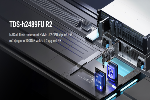 QNAP TDS-h2489FU R2 – NAS all-flash hai hệ thống điều hành, hiệu năng cực cao cho AI, ảo hóa và dữ liệu doanh nghiệp